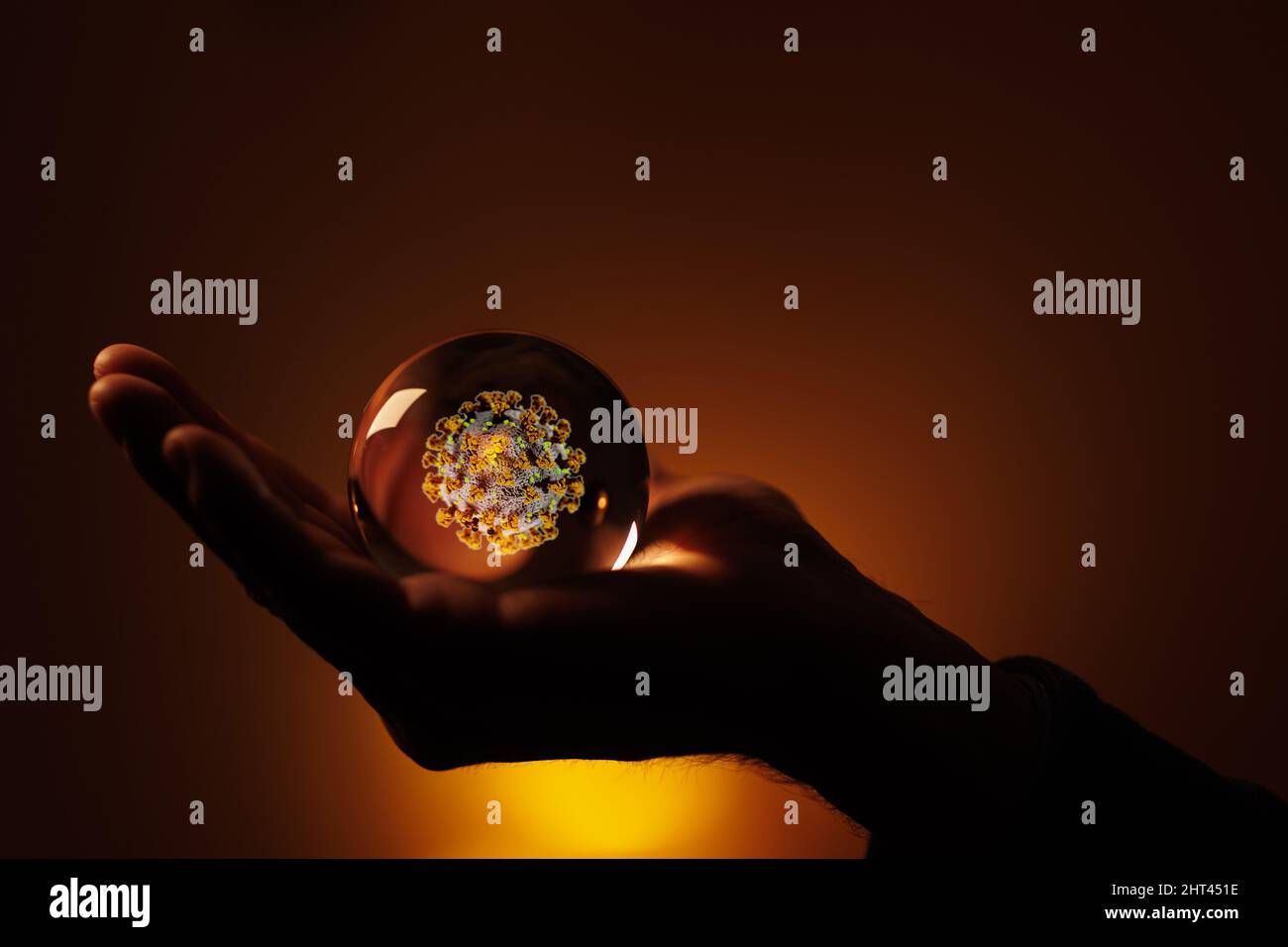 Virus cell in a transparent lamp Stock Photo