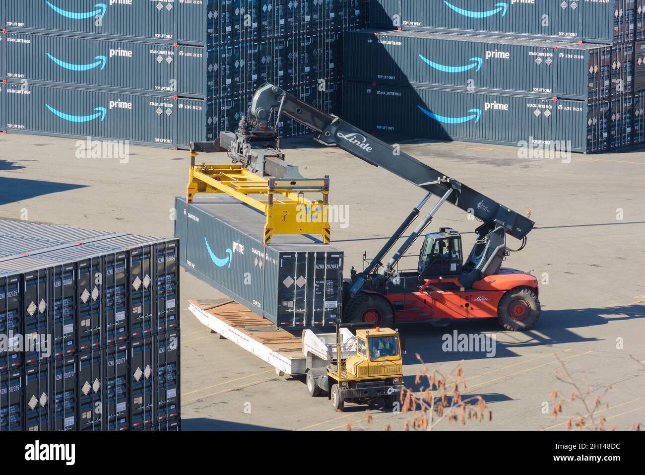 Everett, WA, USA February 25, 2022; Amazon Prime branded shipping