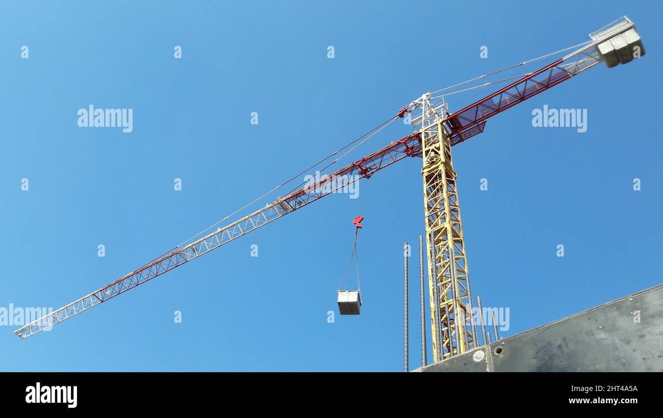 Closeup of a tower cranes used in heavy construction Stock Photo - Alamy