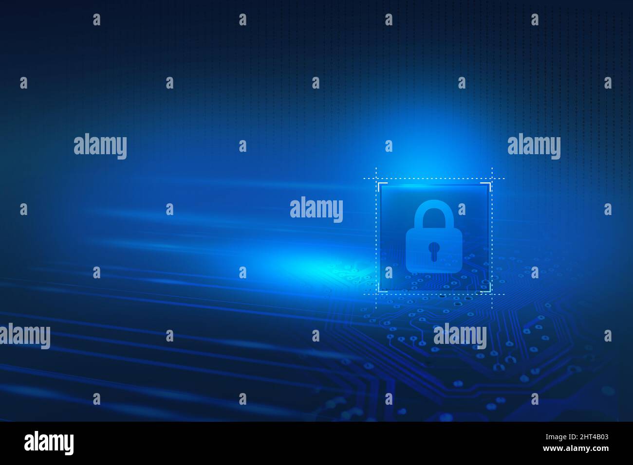 Technology background with lock and board circuit, 3d illustration ...