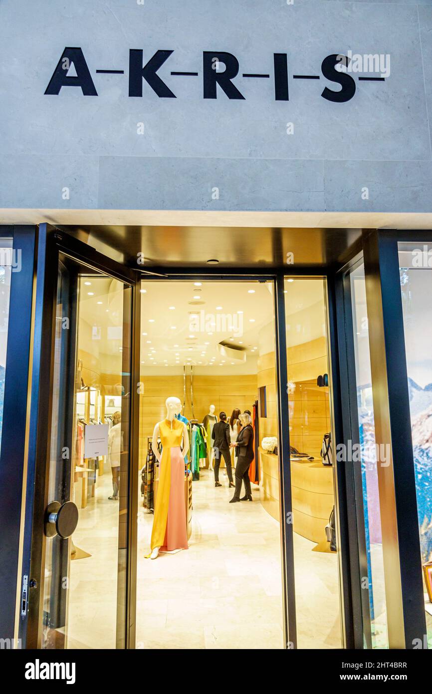 Bal Harbour Florida Bal Harbour Shops upscale luxury designer mall shopping Akris store entrance Swiss fashion Stock Photo