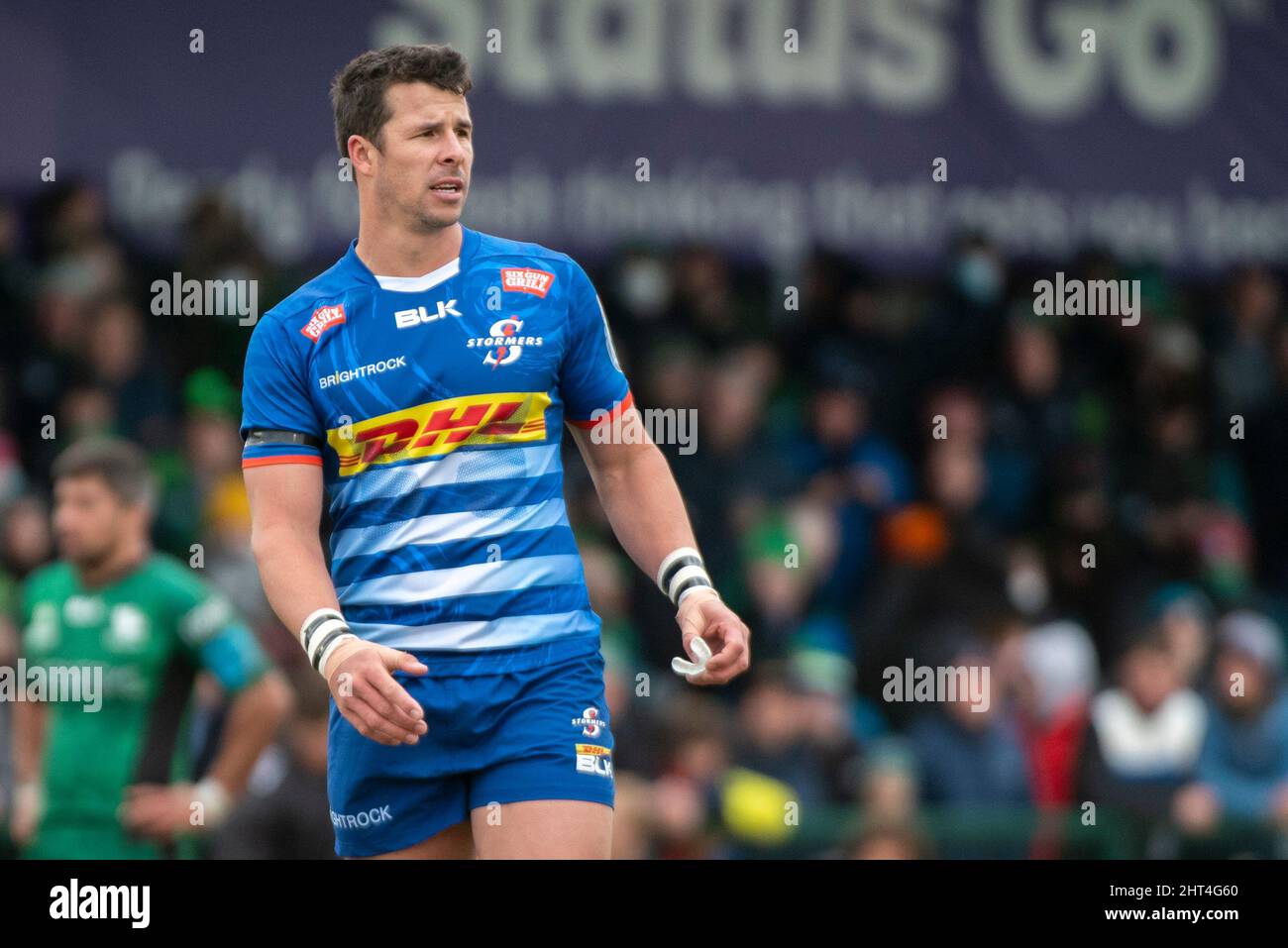 Ruhan Nel of Stormers looks on during the United Rugby Championship Round 10 match between Connacht Rugby and DHL Stormers at the Sportsground in Galway, Ireland on February 26, 2022 (Photo by