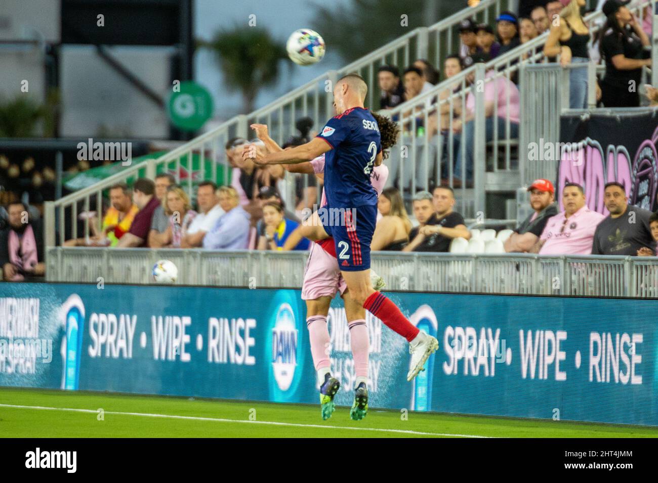 Fort Lauderdale, FL, USA. 26th Feb. 2022. 2 Boris Sekulic DF Chicago Fire FC during soccer game between Inter Miami CF vs Chicago Fire FC, MLS 2022 season at DRV Pink Stadium. Credit: Yaroslav Sabitov/YES Market Media/Alamy Live News Stock Photo