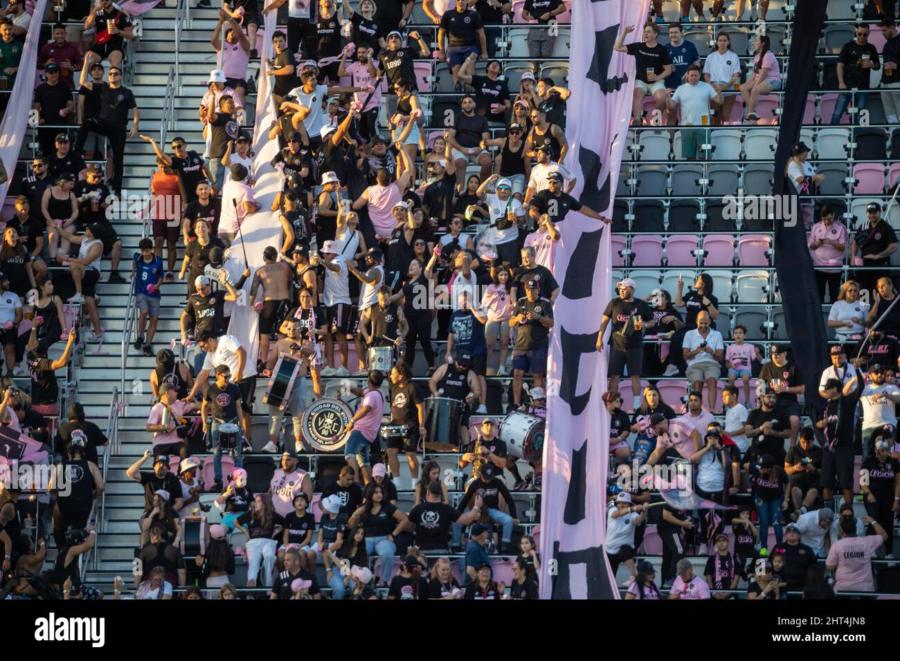 Fort Lauderdale, FL, USA. 26th Feb. 2022.  Fans during soccer game between Inter Miami CF vs Chicago Fire FC, MLS 2022 season at DRV Pink Stadium. Credit: Yaroslav Sabitov/YES Market Media/Alamy Live News Stock Photo