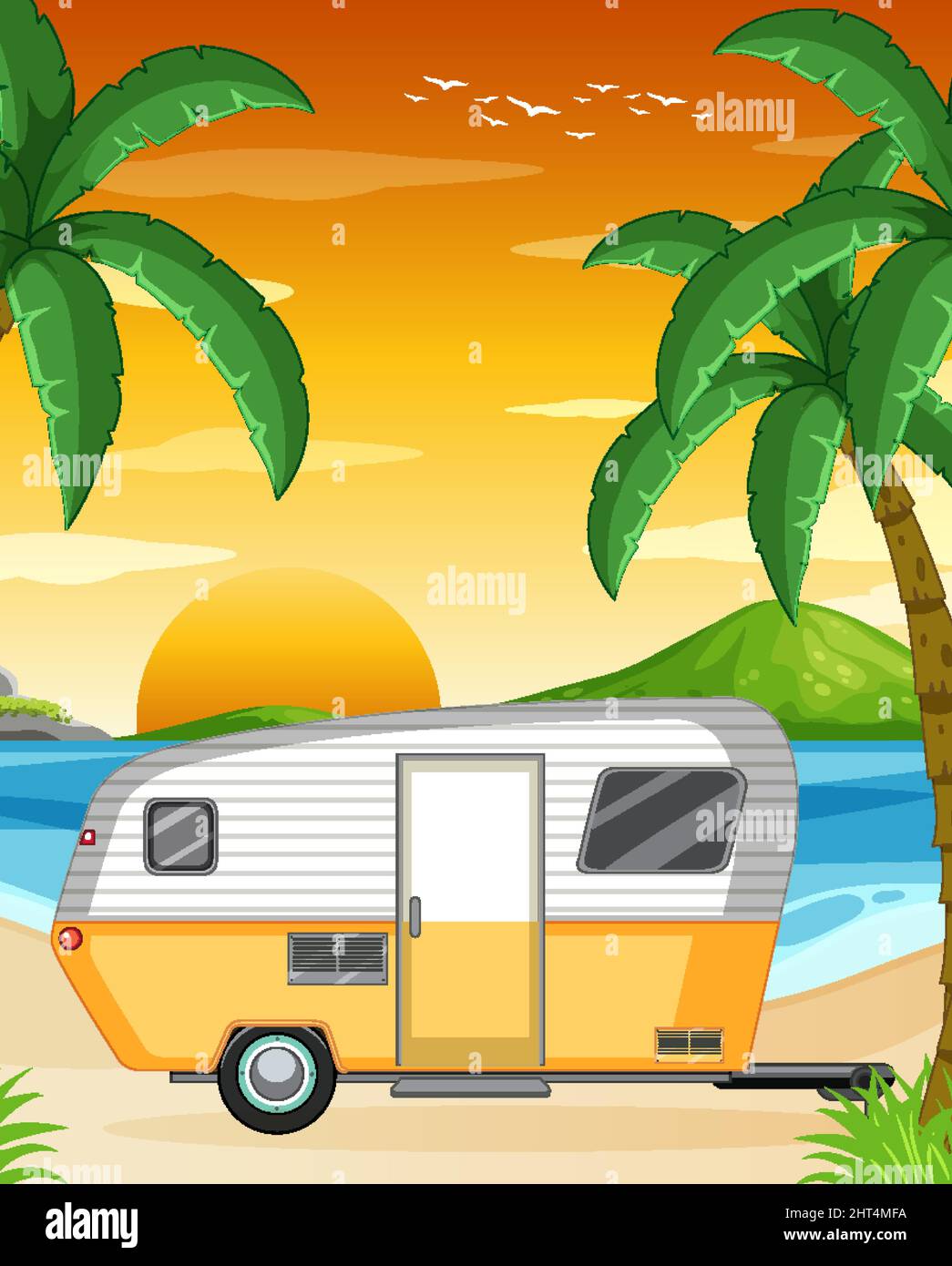 Road trip summer vacation on the beach illustration Stock Vector Image ...