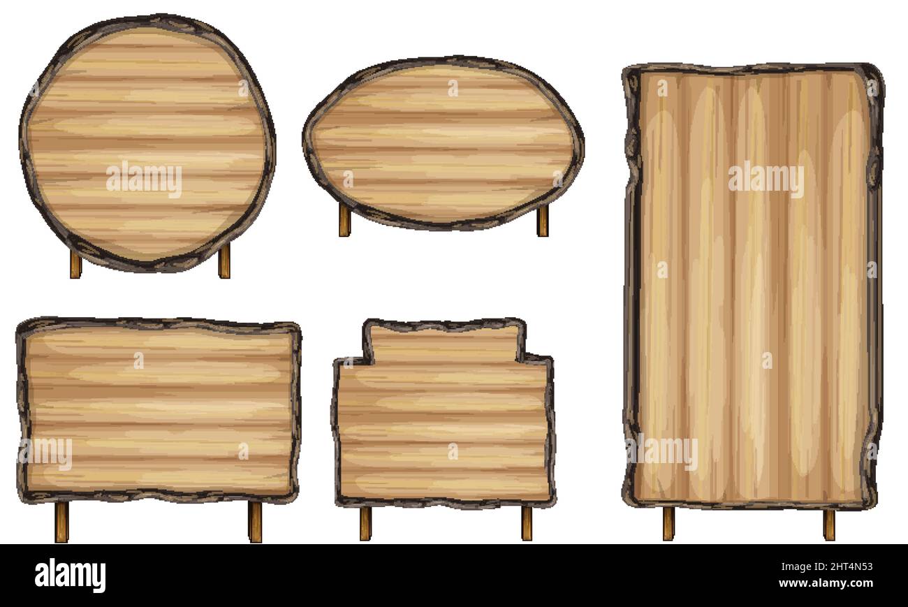 Set of wooden sign banner illustration Stock Vector Image & Art - Alamy