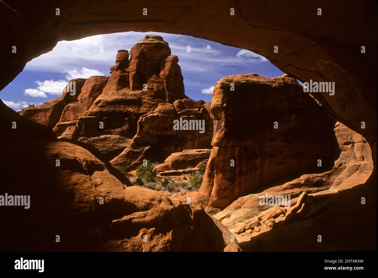 Tower Arch, with a span of 28 m, in the Klondike Bluffs section of the park which has more than 2000 natural arches. Arches National Park, Utah, USA Stock Photo
