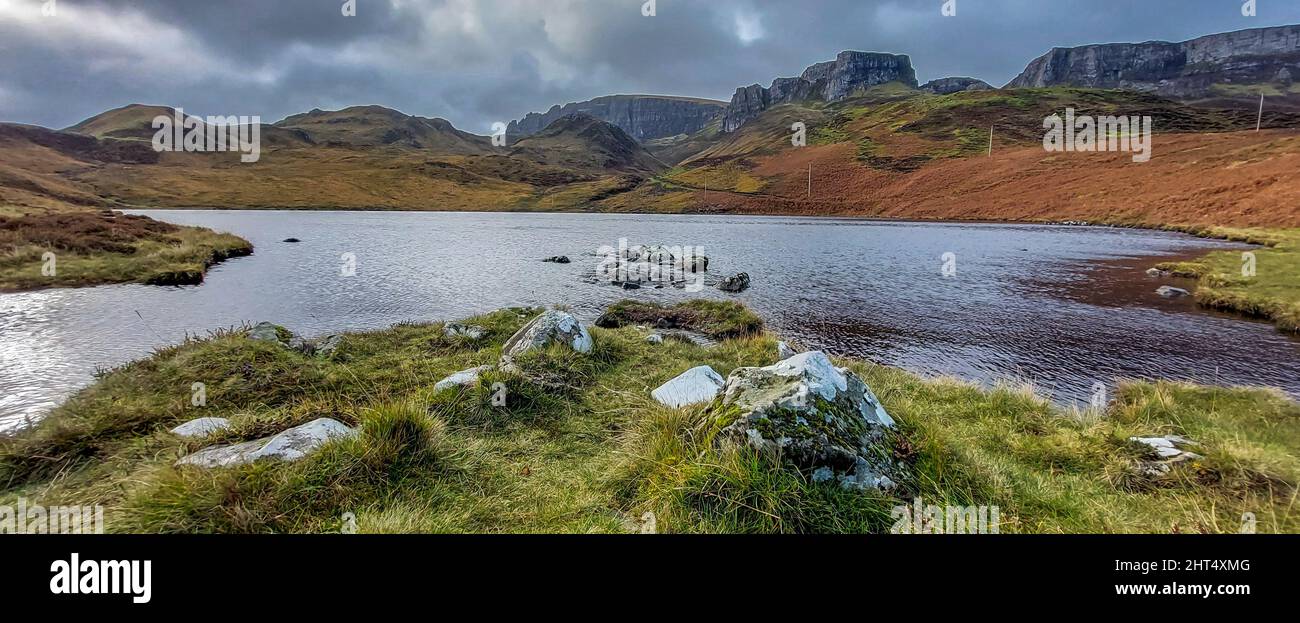 Beautiful shot of autumn landscape scenes in the Isle of Skye in Scotland Stock Photo
