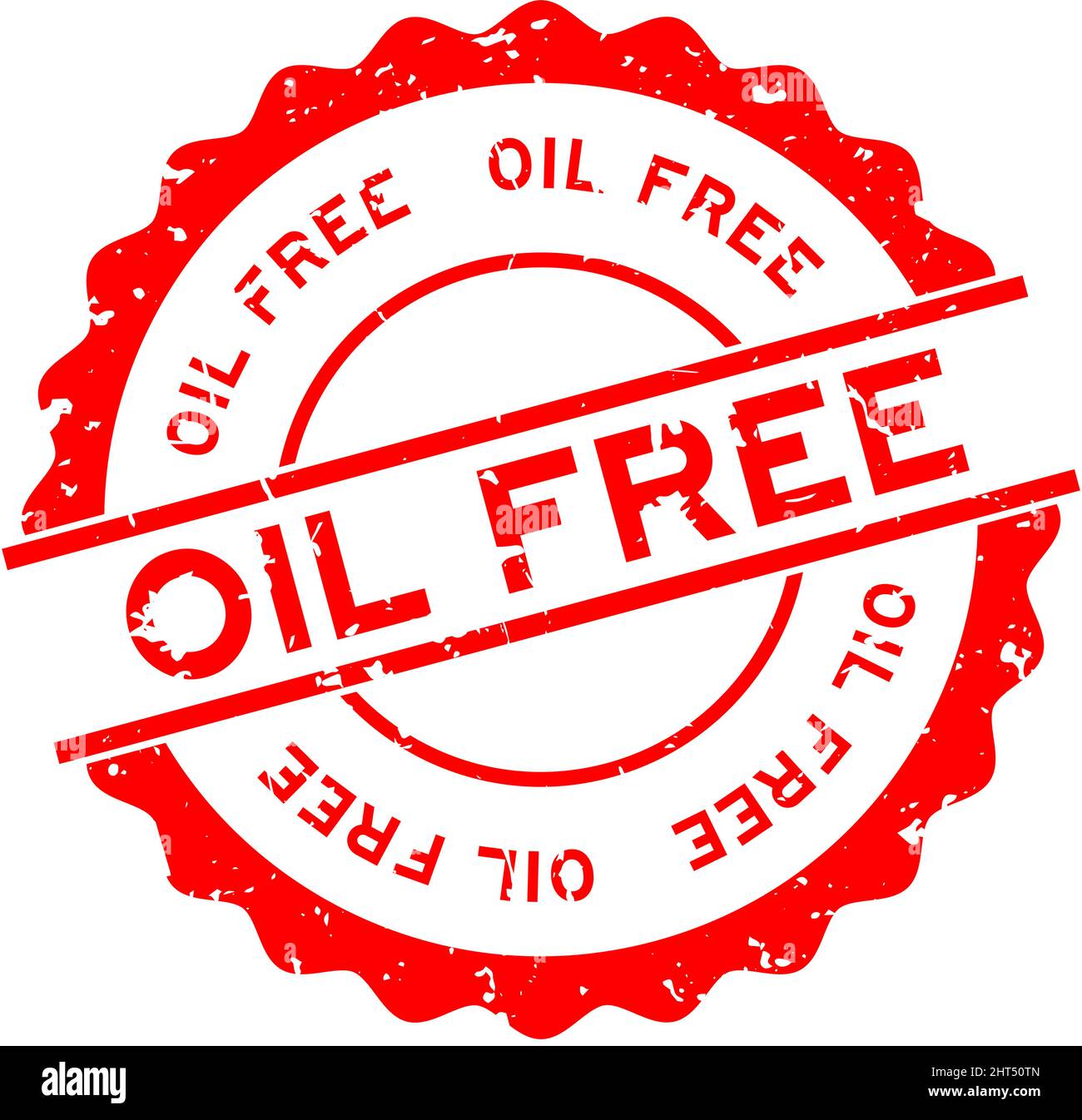 Grunge red oil free word round rubber seal stamp on white background ...