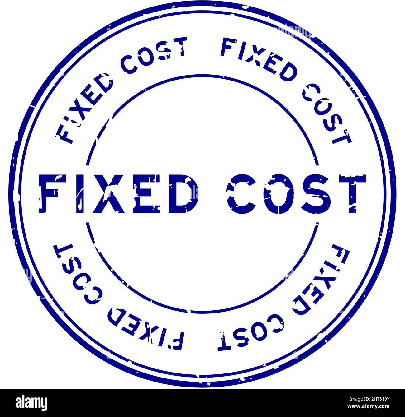 Grunge blue fixed cost word round rubber seal stamp on white background