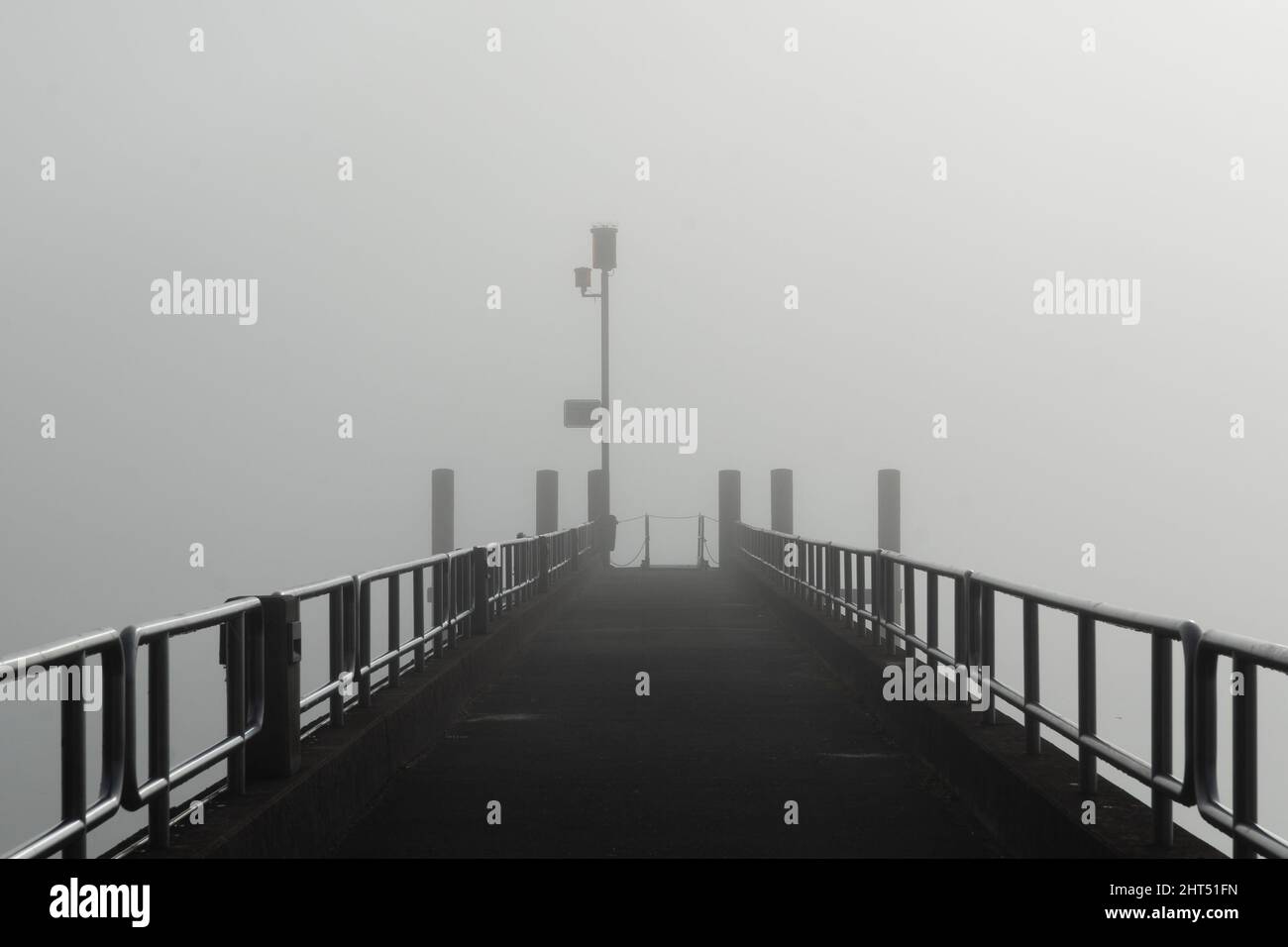 Scenic view of a bridge in a misty weather in Nova Friburgo, Brazil Stock Photo