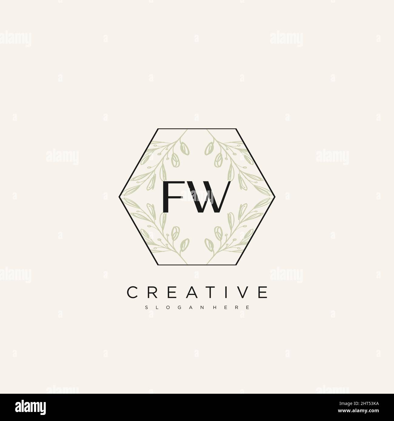 FW Initial Letter Flower Logo Template Vector premium vector Stock Vector