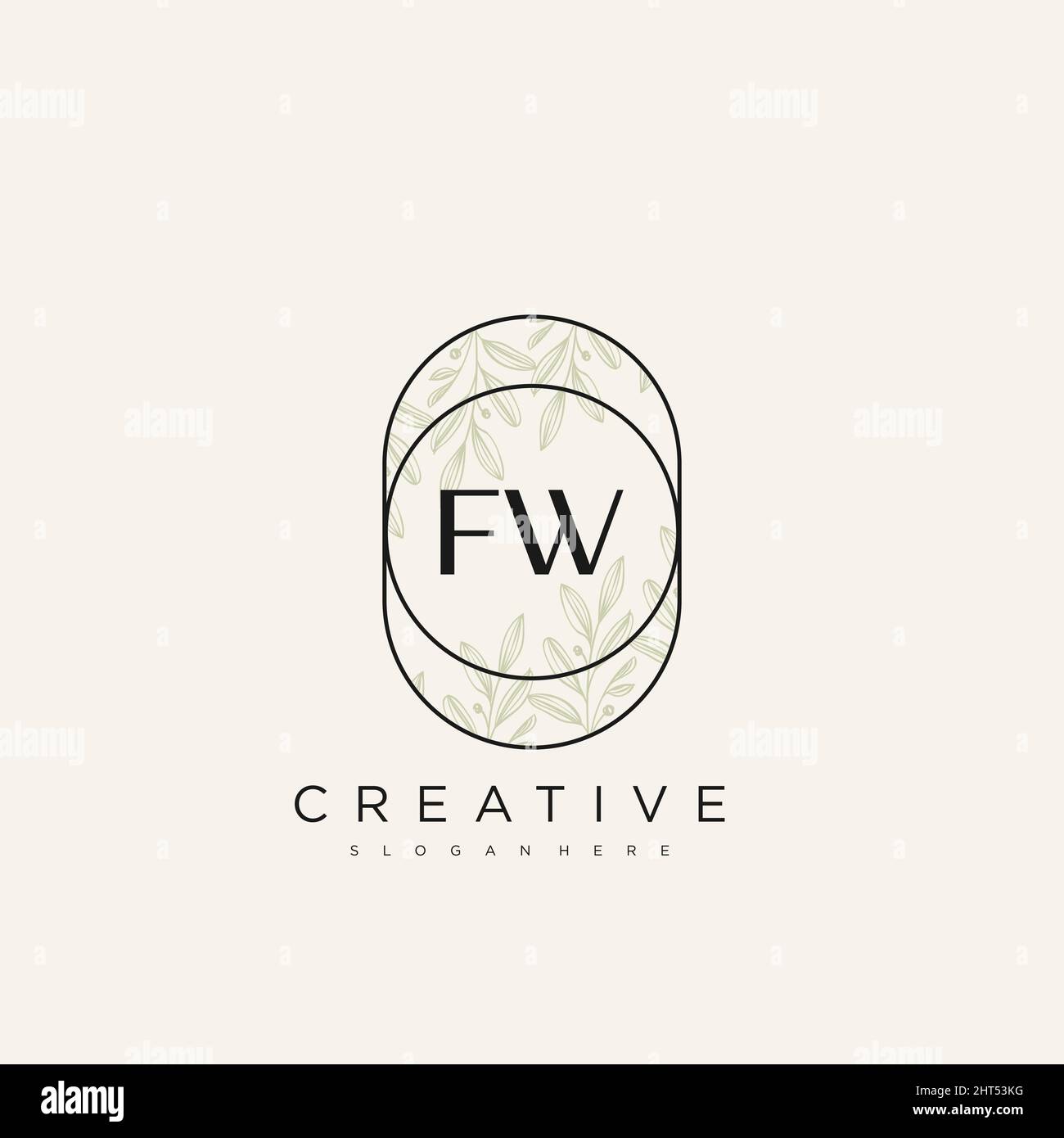 FW Initial Letter Flower Logo Template Vector premium vector Stock Vector