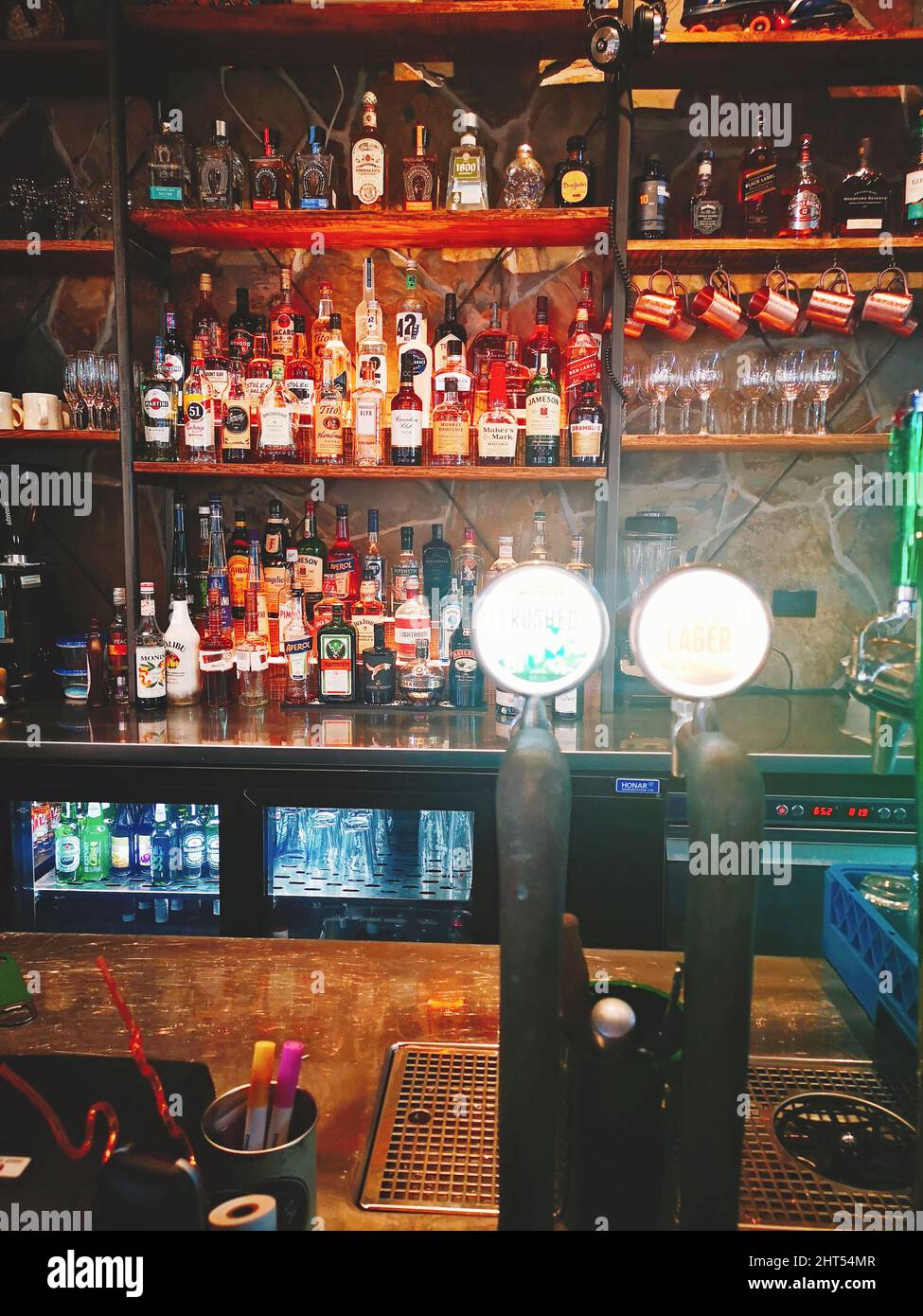 Drinks at a Mexican style restaurant in Auckland, New Zealand Stock