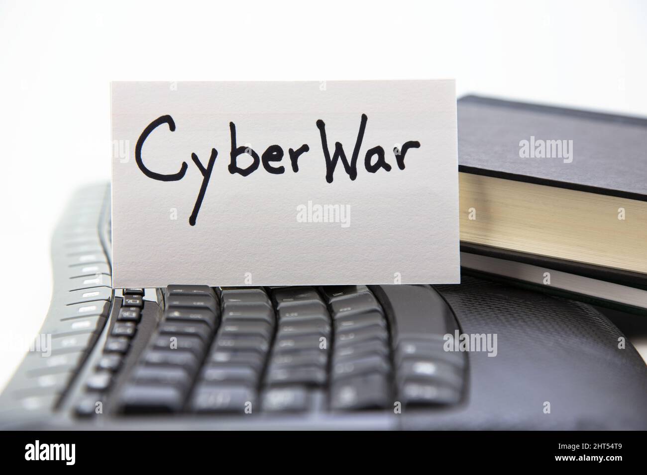 Acts of electronic warfare are real threat in modern Cyber War disruptive to business, military, education, health, and government. Stock Photo