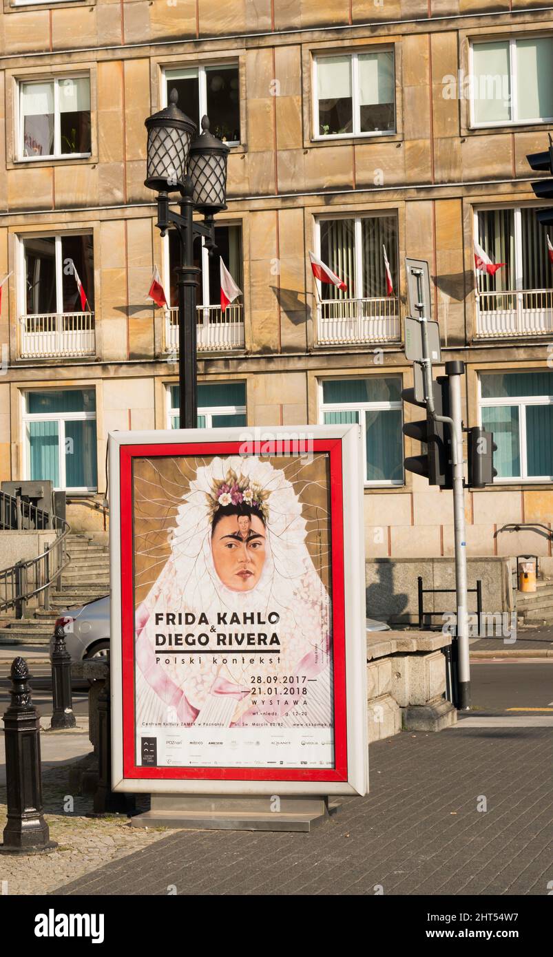Advertising billboard of a Frida Kahlo show in the city center Stock ...
