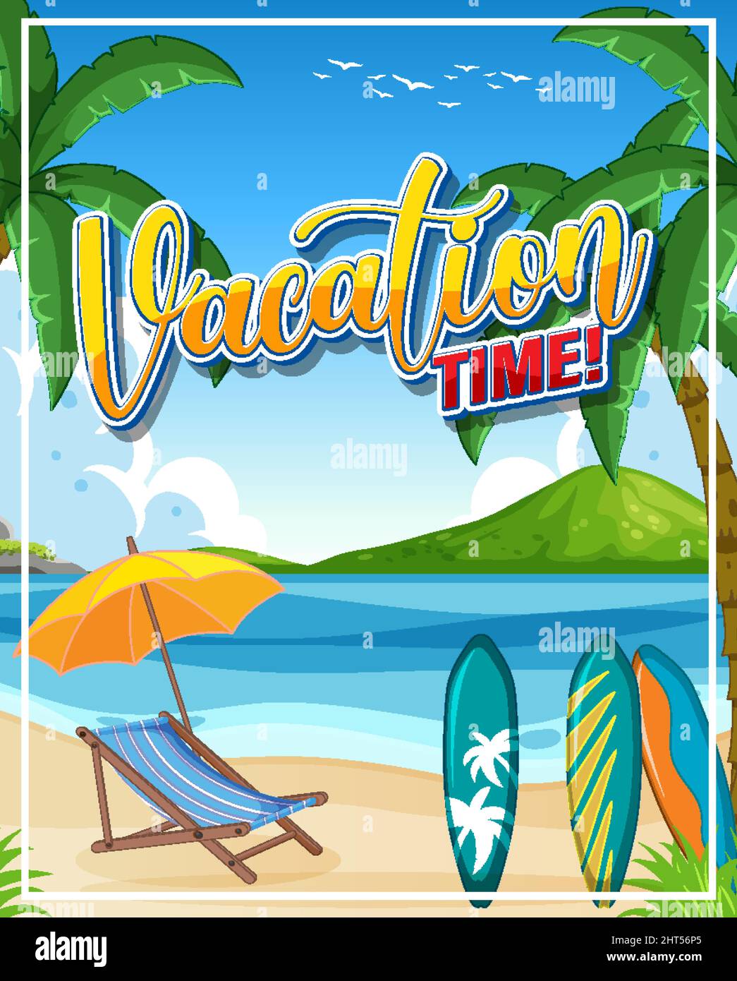 Summer vacation on the beach background illustration Stock Vector Image ...