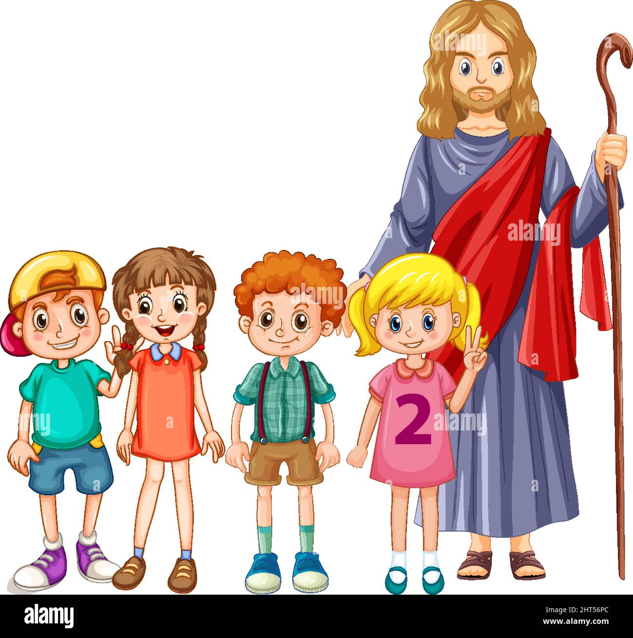 Jesus and children on white background illustration Stock Vector Image ...
