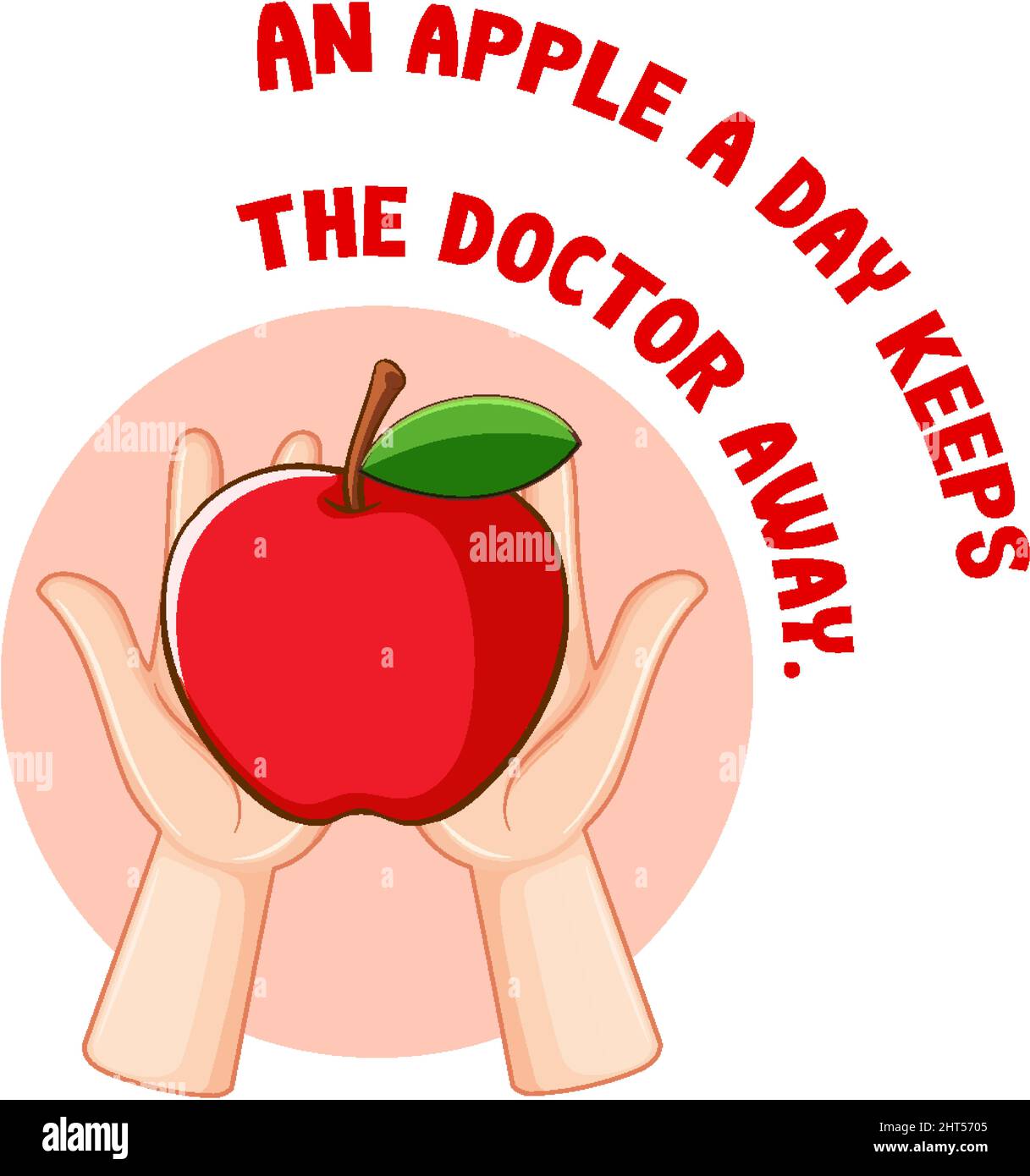 English idiom with an apple a day keeps the doctor away illustration Stock Vector