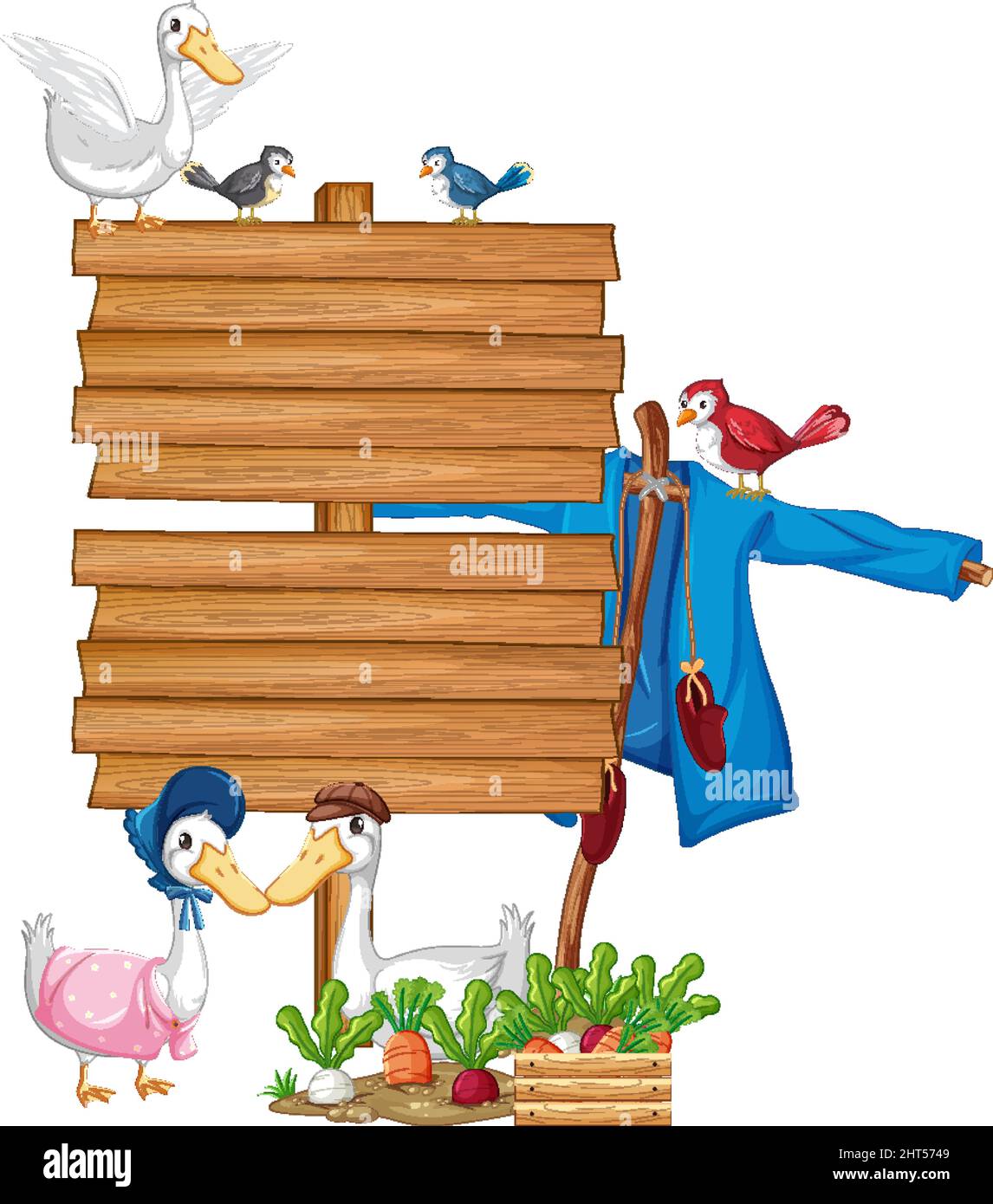 Duck with wooden sign banner illustration Stock Vector Image & Art - Alamy