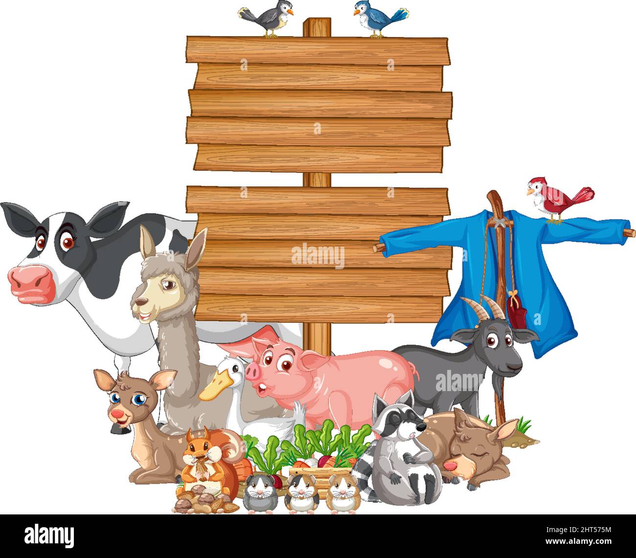 Animal with wooden sign banner illustration Stock Vector Image & Art ...