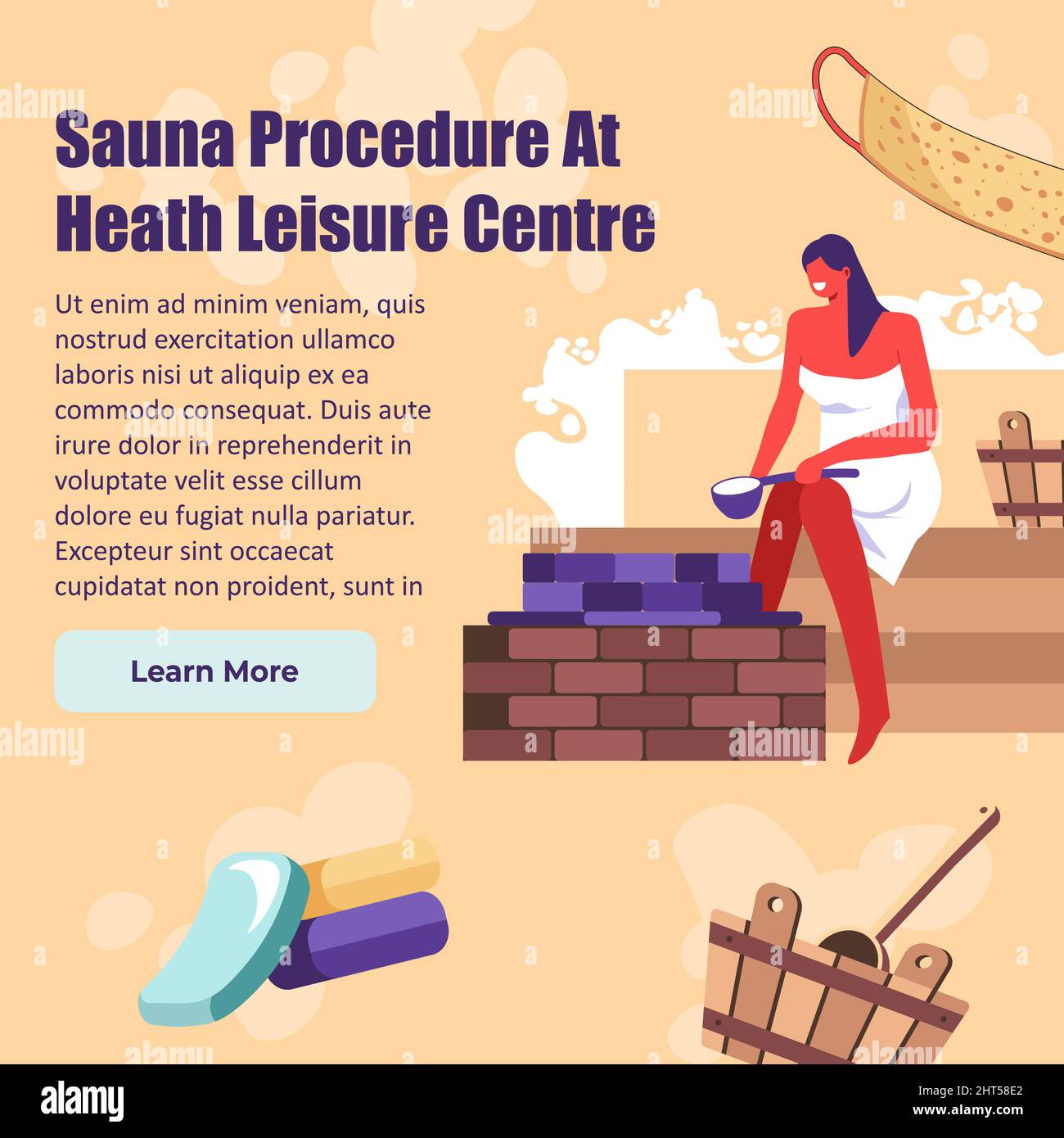 Sauna procedure at health leisure center vector Stock Vector Image