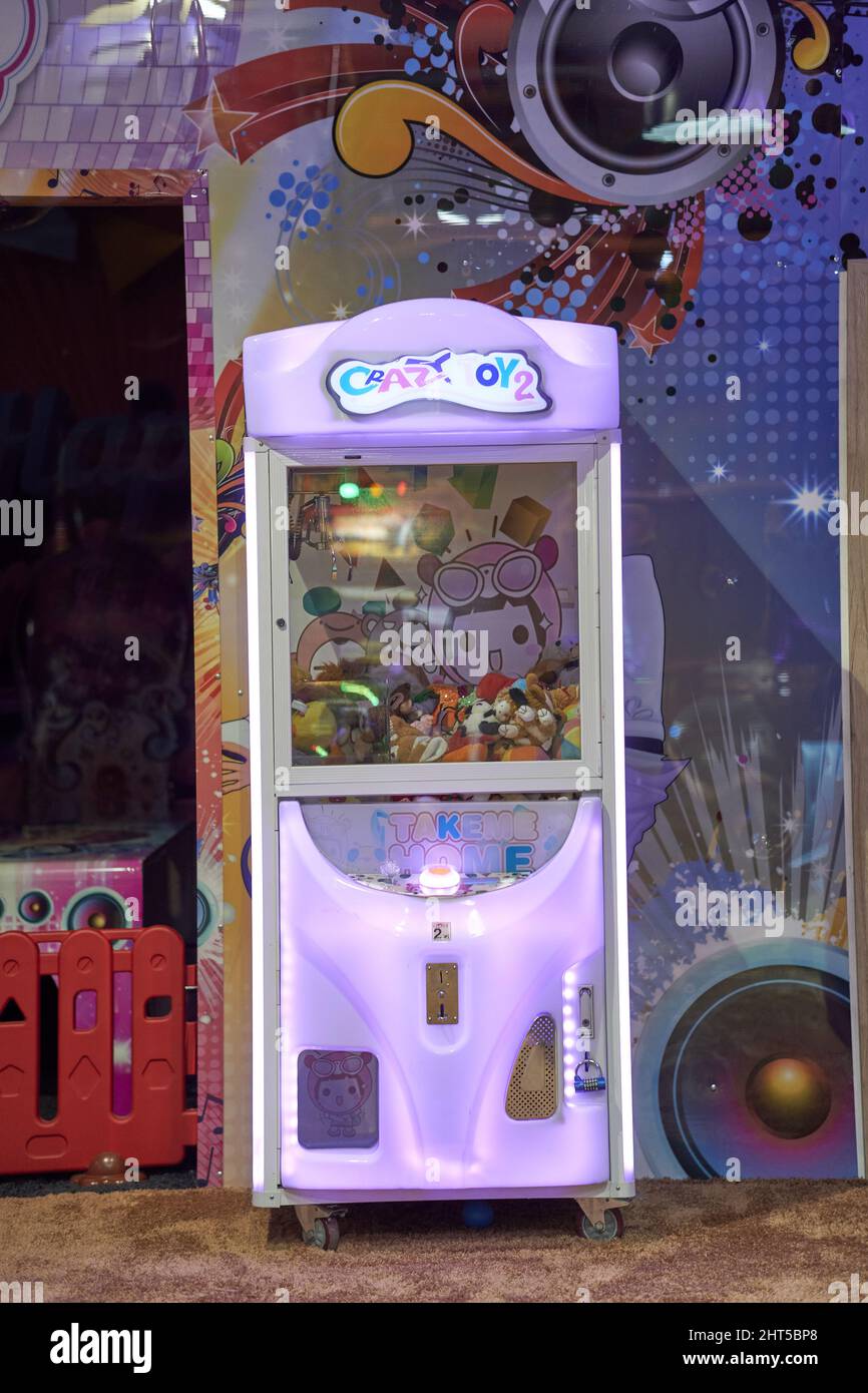 Luck game machine with plush animals in the indoor playground in Poznan