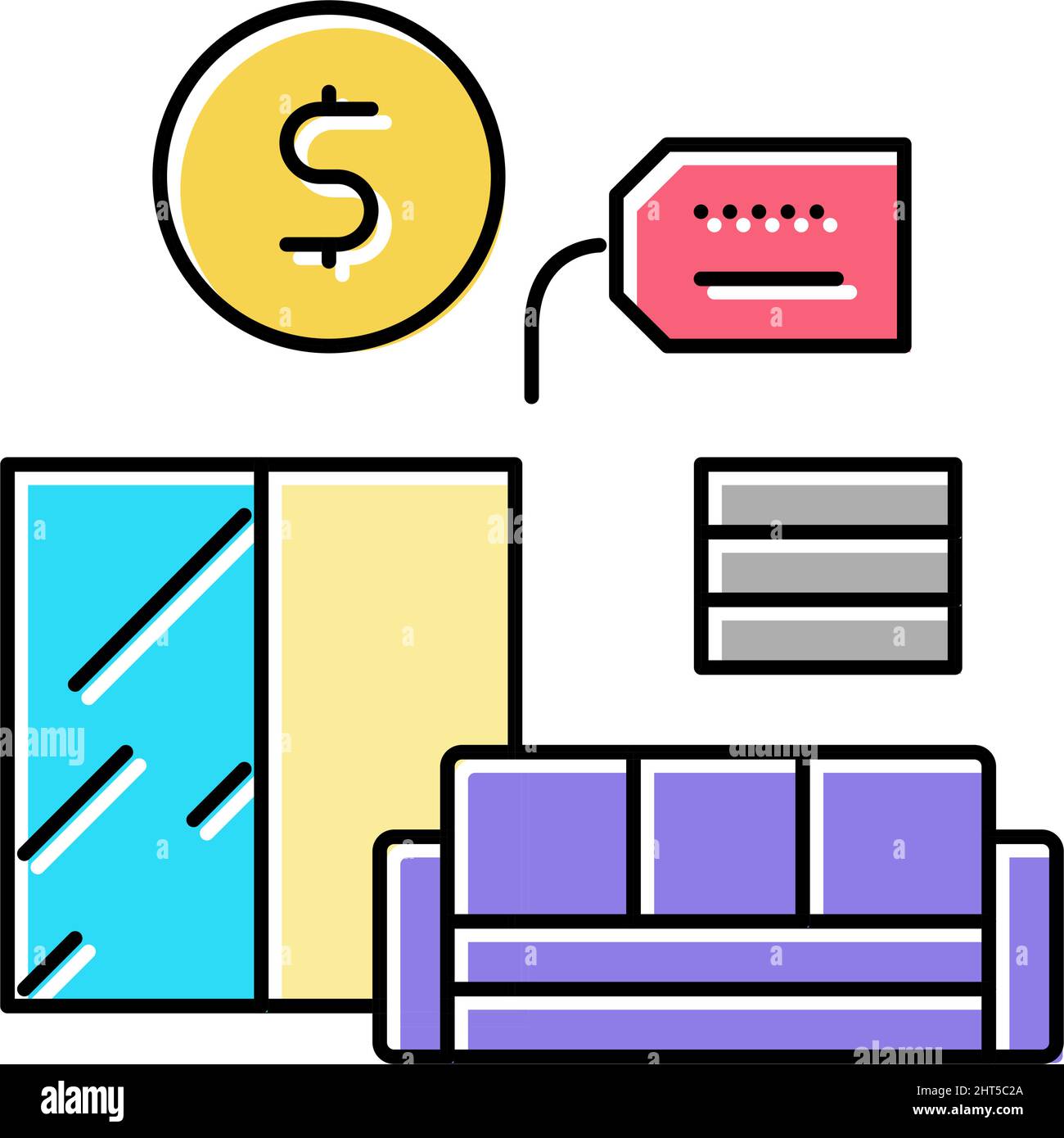 furniture rental color icon vector illustration sign Stock Vector Image ...