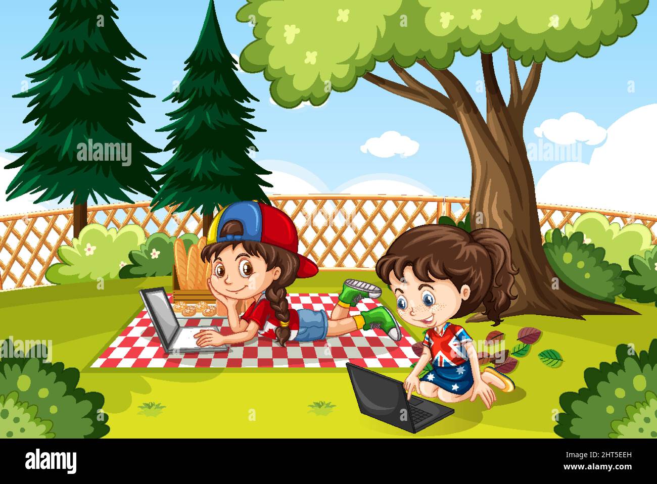 Scene with children in the park illustration Stock Vector Image & Art ...