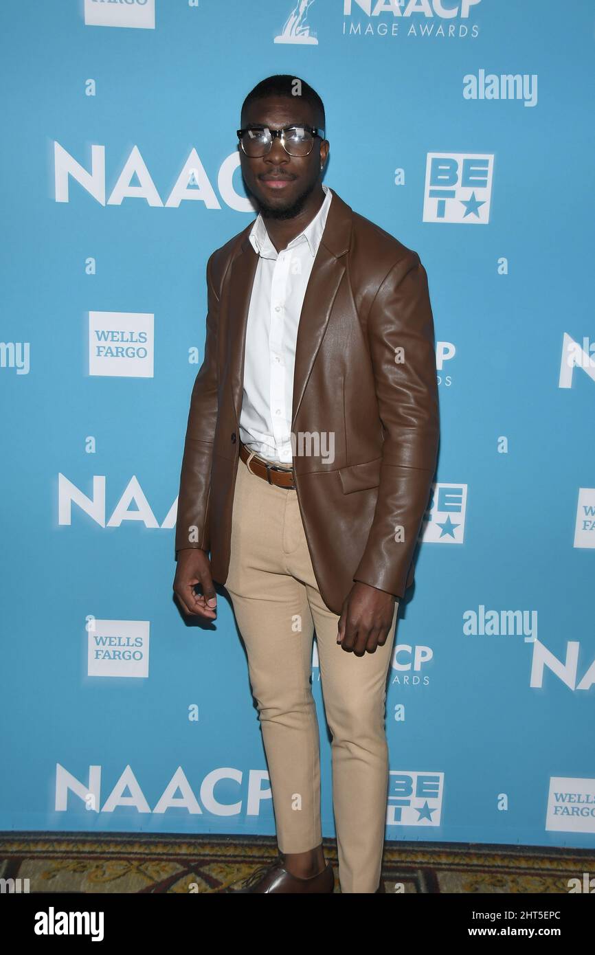 Los Angeles, USA. 26th Feb, 2022. Elisee Junior St Preux arrives at the 53rd NAACP Image Awards Viewing Party held at The Hollywood Roosevelt in Los Angeles, CA on Saturday, ?February 26, 2022. (Photo By Sthanlee B. Mirador/Sipa USA) Credit: Sipa USA/Alamy Live News Stock Photo