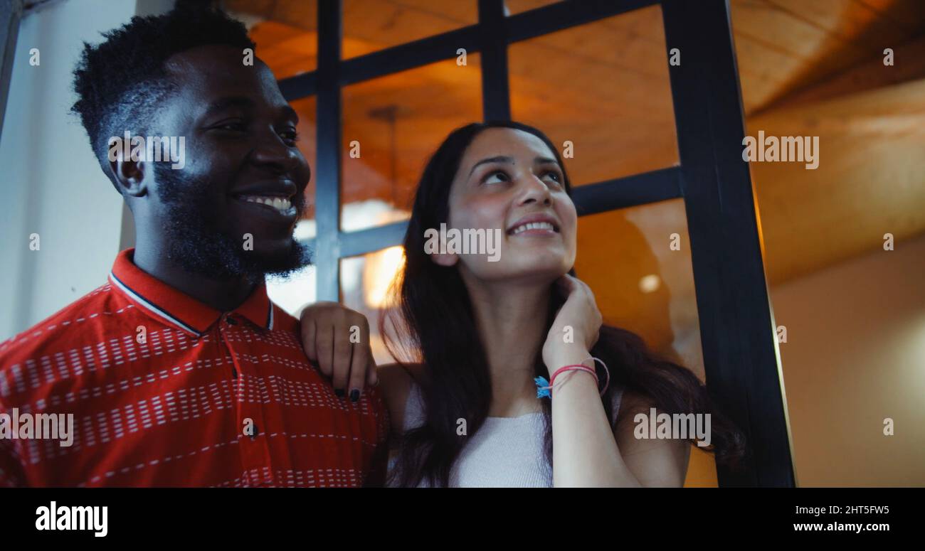 South Asian couple looking sideways Stock Photo