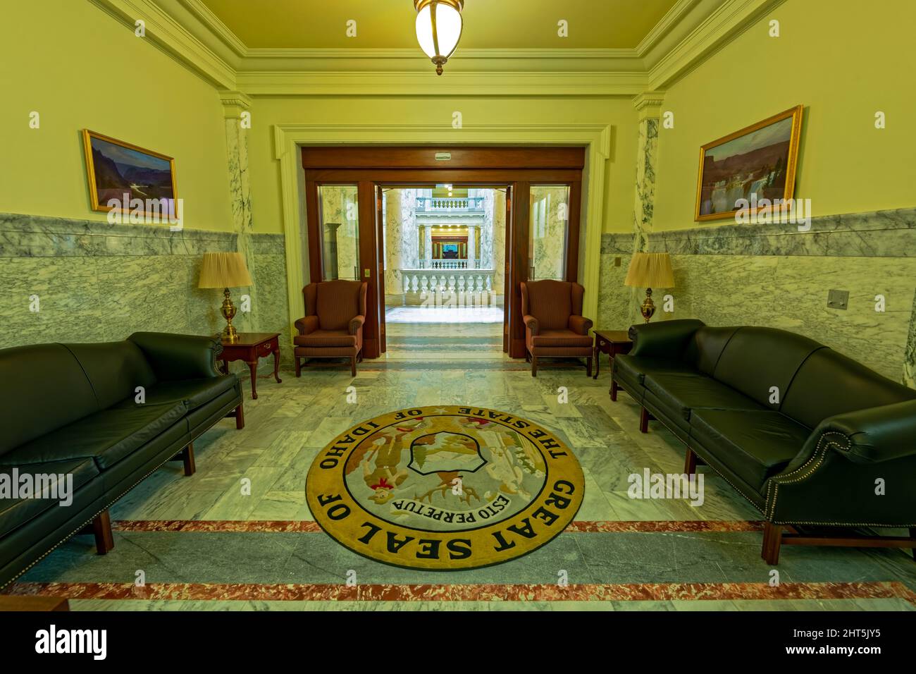 The lobby of the Senate chamber at the State Capitol in Boise, Idaho ...