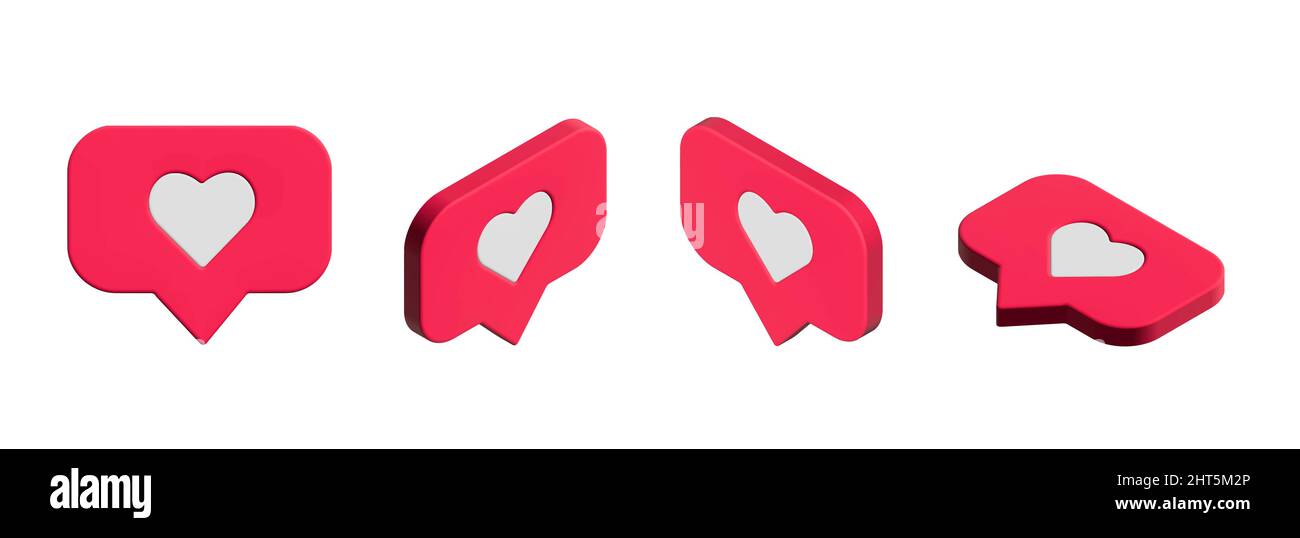 Heart like bubble. Social media like bubble. 3d vector.  Stock Vector