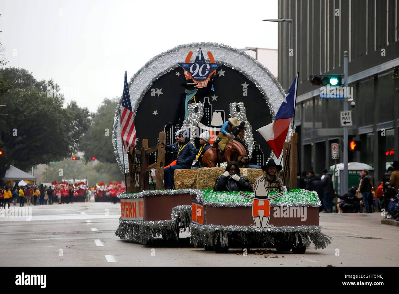 Houston, USA. 26th Feb, 2022. A float marches during the 90th Downtown ...