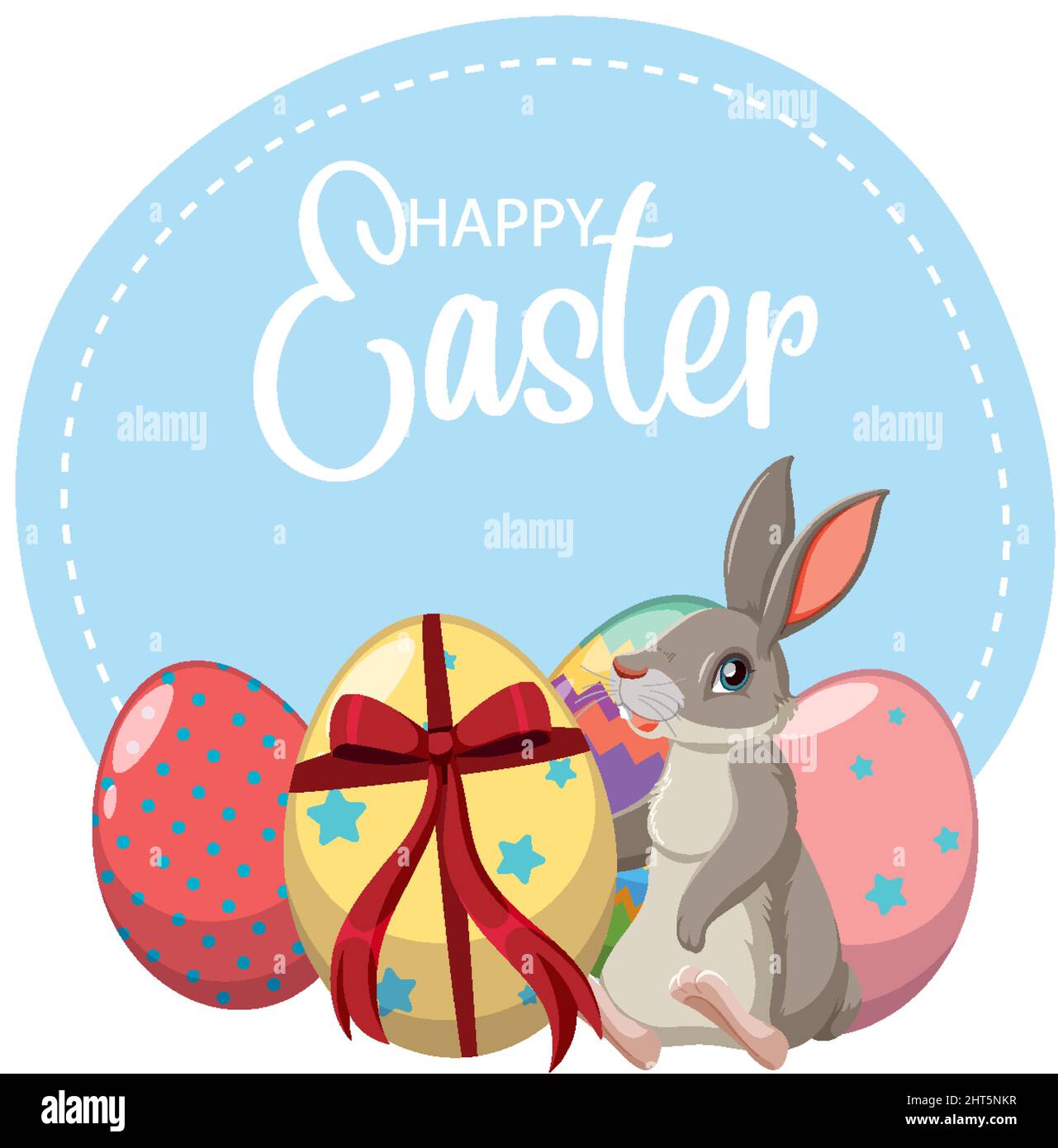 Happy Easter design with bunny and eggs illustration Stock Vector Image ...