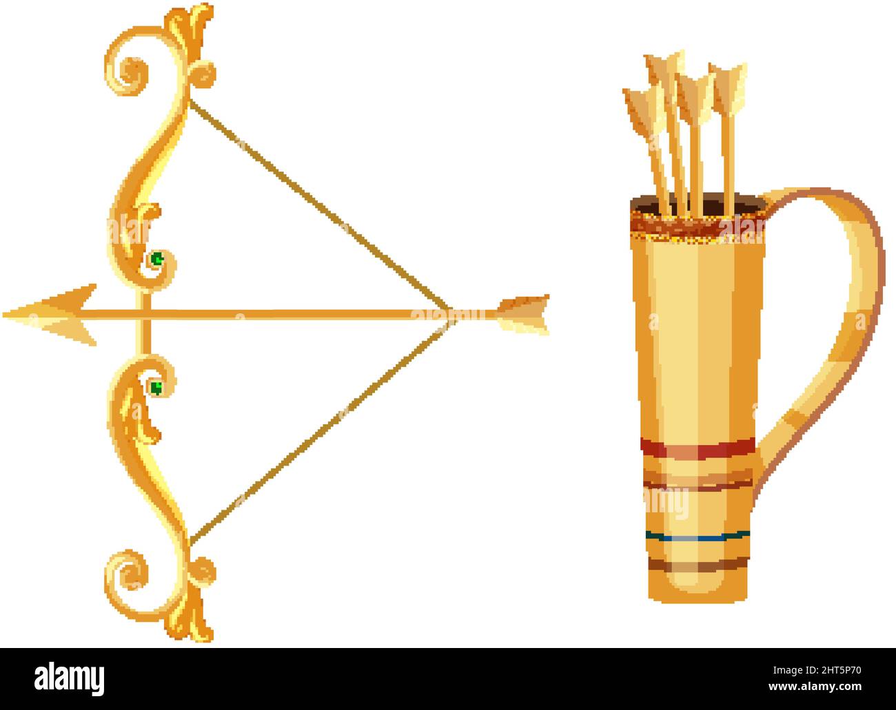Golden bow and arrow on white background illustration Stock Vector ...
