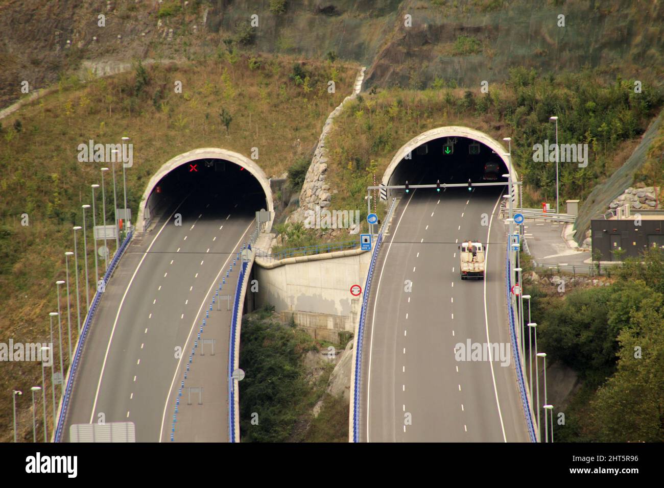 Two tunnels in the mountain Stock Photo Alamy