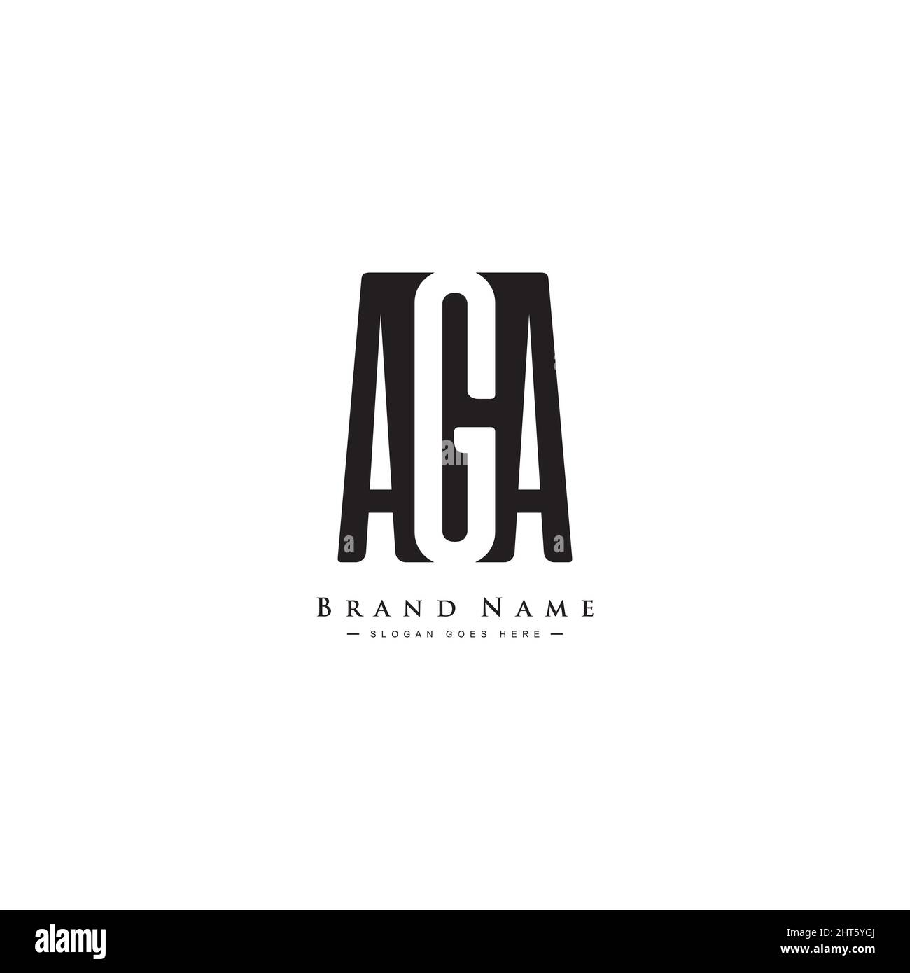 Vector Logo Template for Initials AGA - Simple Alphabet Letters Logo - Logo Template for Business Name Initials in Monogram Style Stock Vector