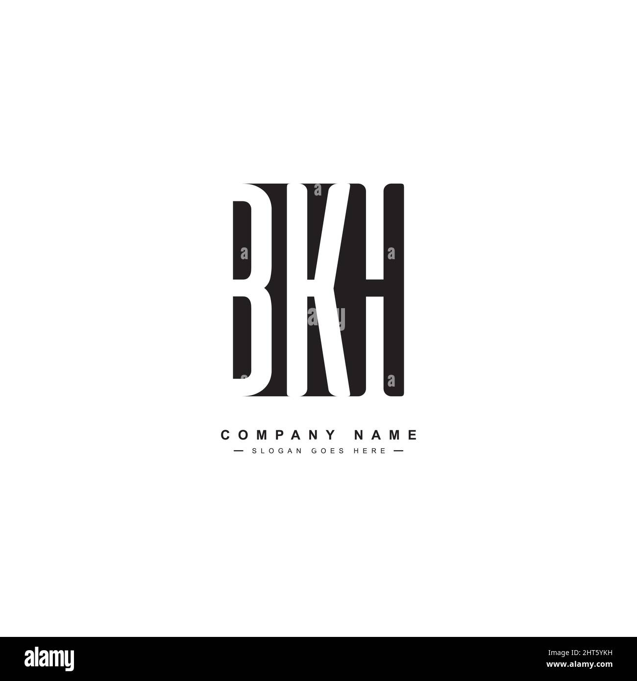 Minimal Business logo for Alphabet BKH - Initial Letter B, K and H - Logo Template for Business Name Initials in Monogram Style Stock Vector