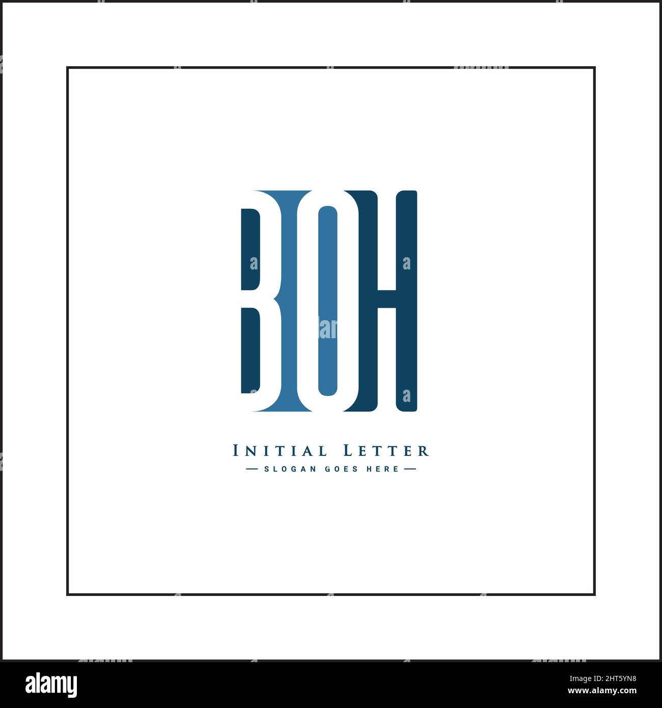 Initial Letter BOH Logo - Simple Business Logo for Alphabet B, O and H - Logo Template for Business Name Initials in Monogram Style Stock Vector