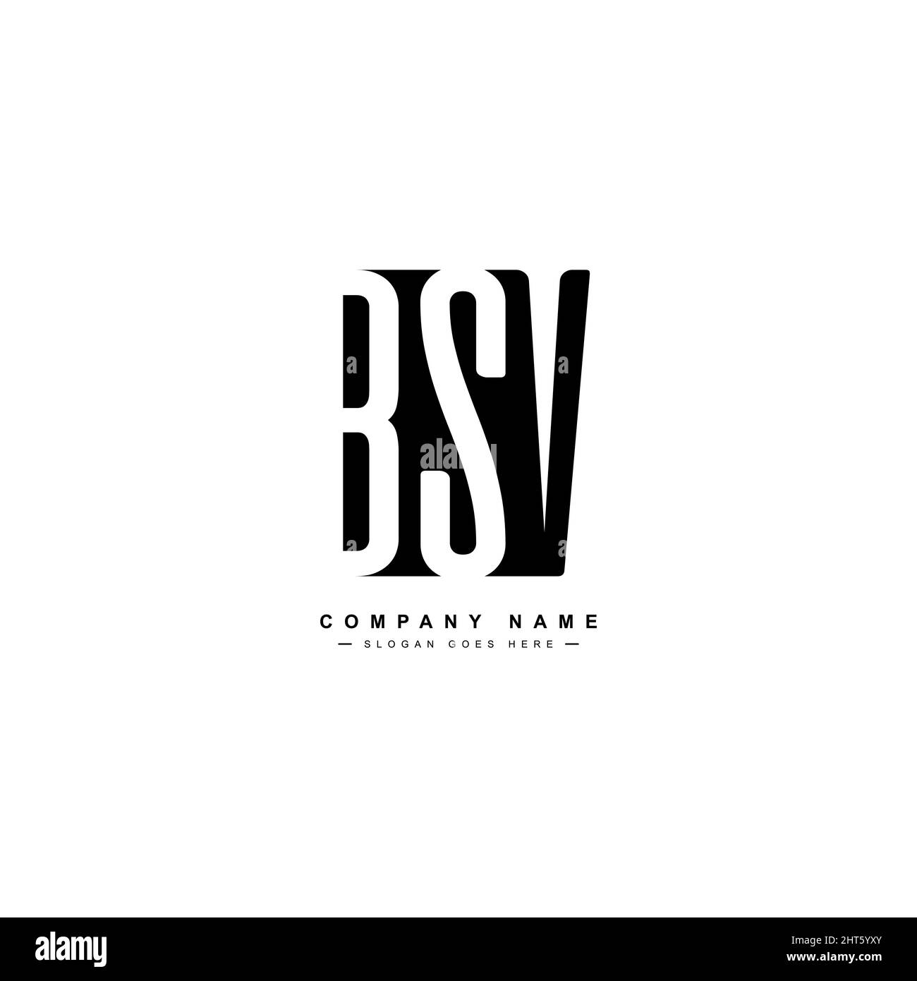 Initial Letter BSV Logo - Simple Business Logo for Alphabet B, S and V - Logo Template for Business Name Initials in Monogram Style Stock Vector