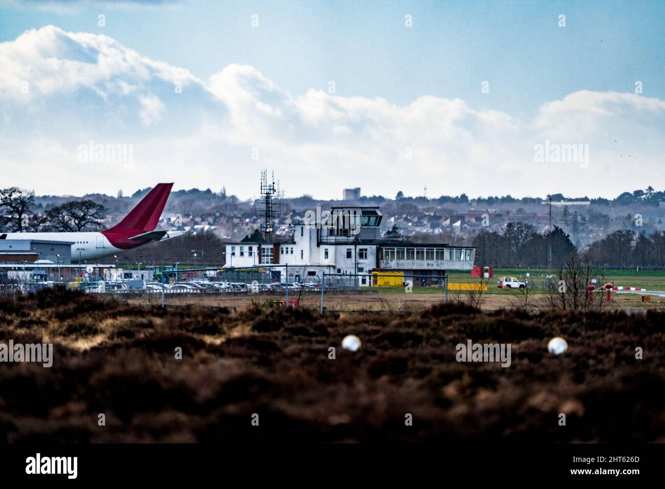 Bournemouth Airport Control Tower & Car Park Stock Photo Alamy