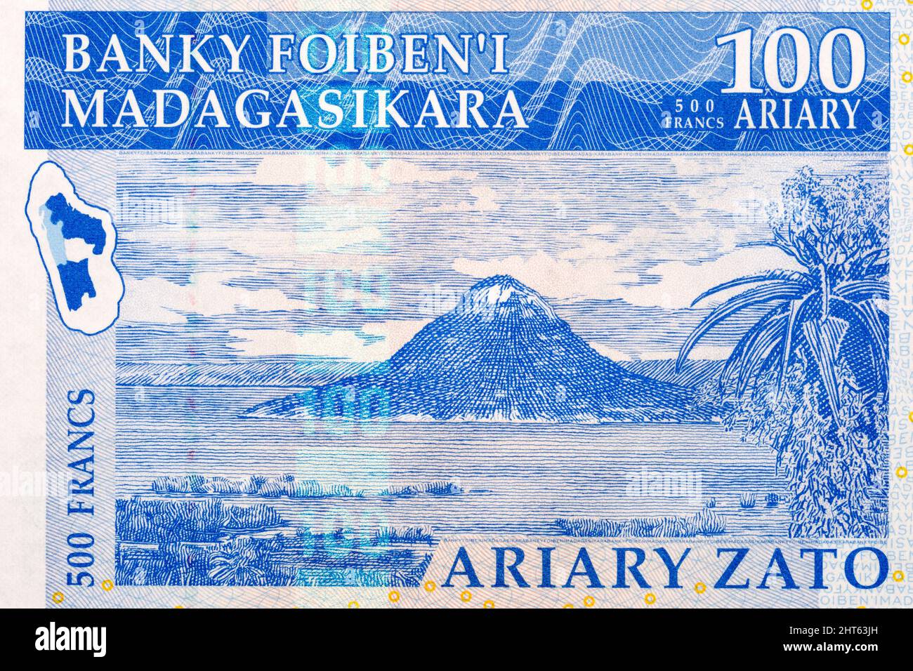 Antsiranana Bay from old Malagasy money - Ariary Stock Photo