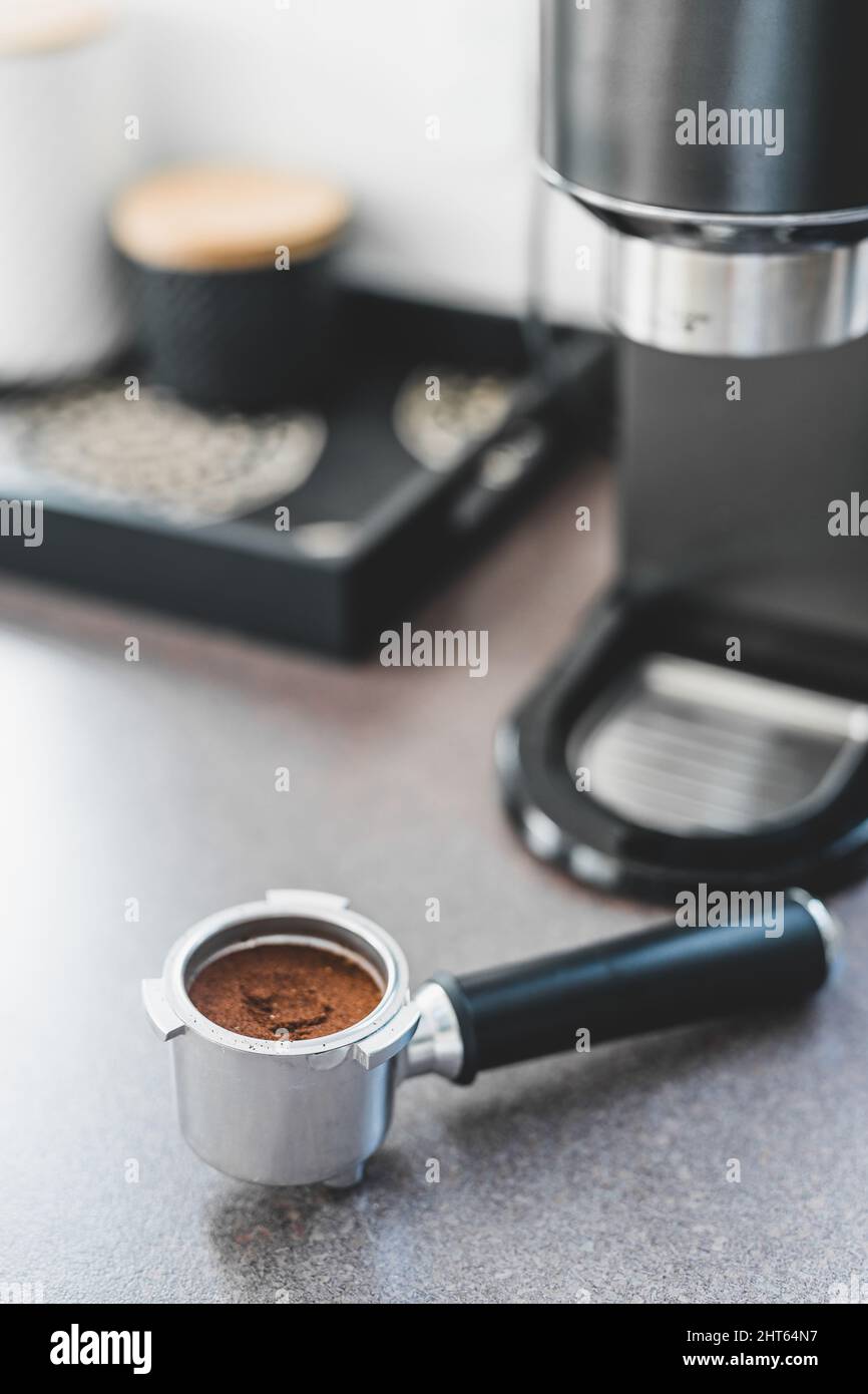 coffee machine pouring double espresso 