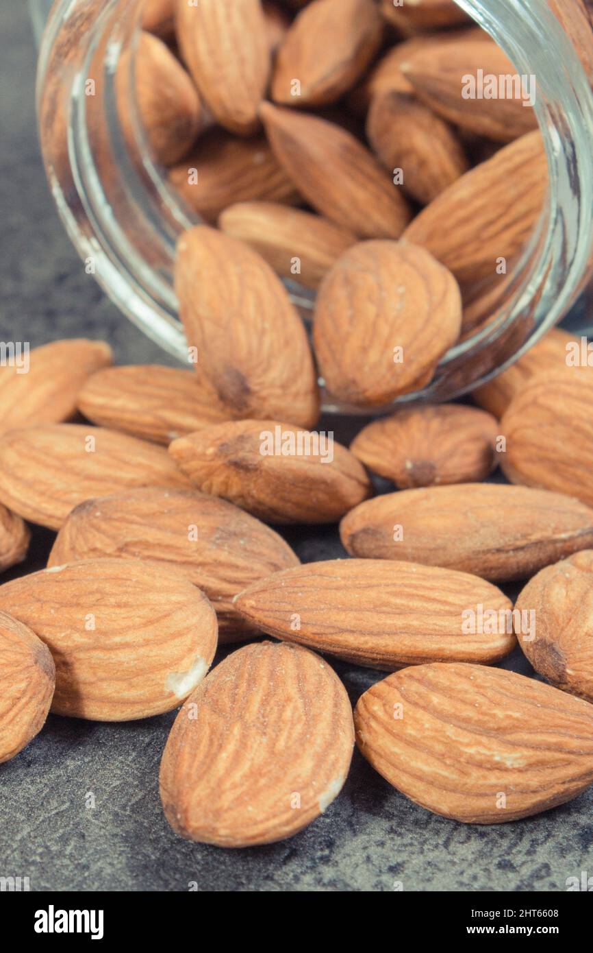 Almonds as source natural vitamins and minerals. Healthy eating Stock