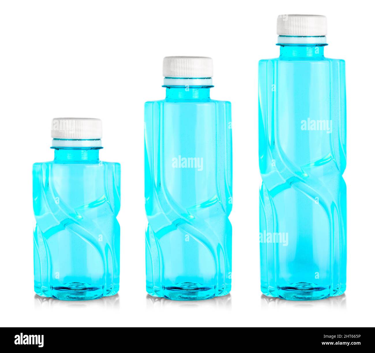 set of Plastic green bottle isolated on white background Stock Photo ...