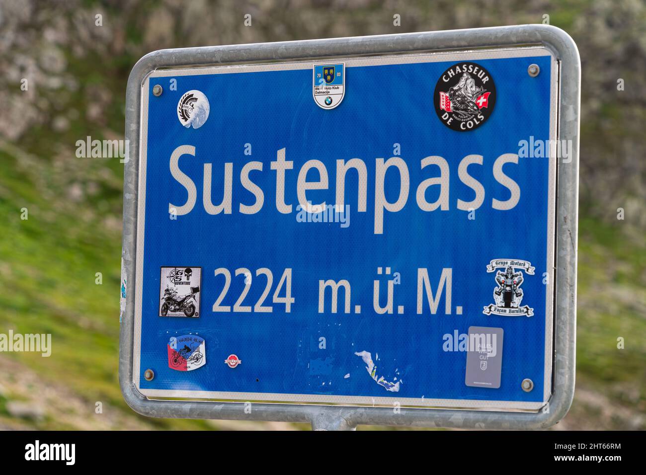 Sustenpass, Switzerland - August 13, 2021: Sustenpass is the swiss mountain pass connecting cantons of Bern and Uri at 2224 metres above sea level. Stock Photo