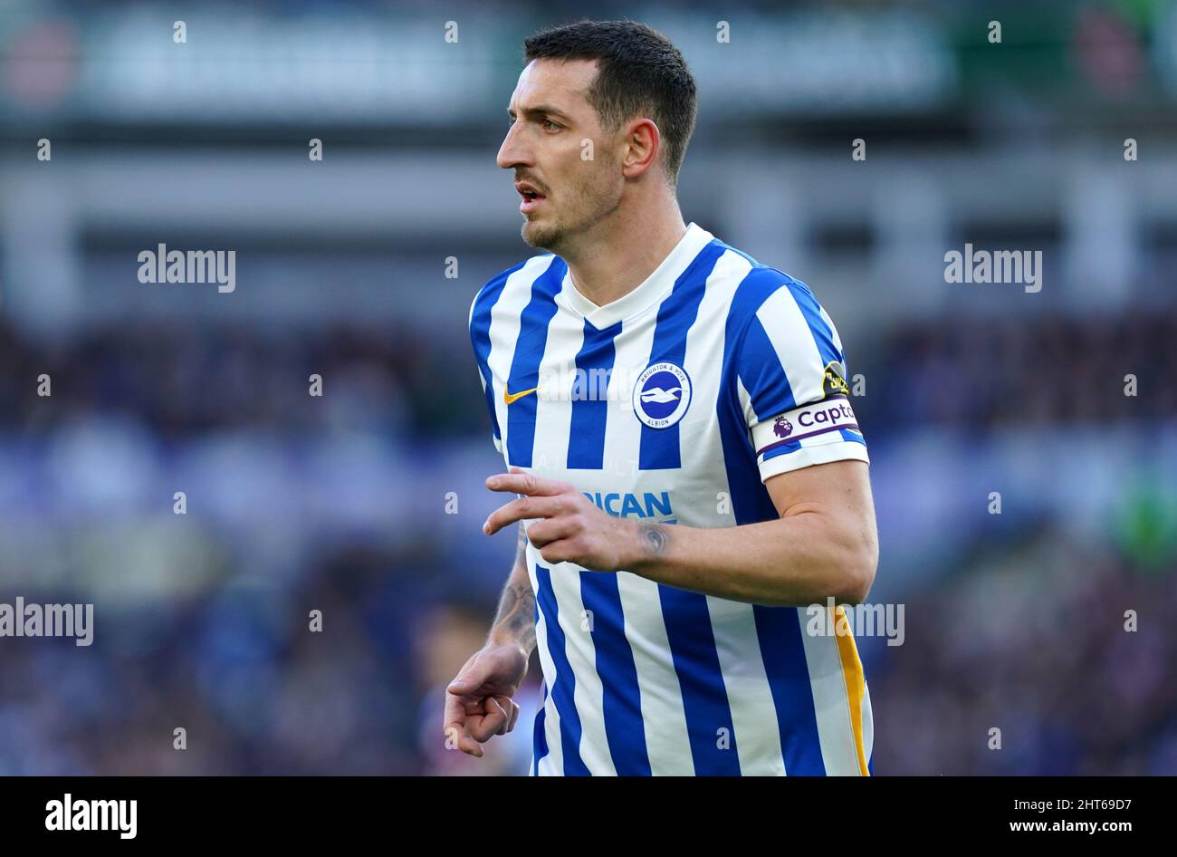 Brighton and Hove Albion's Lewis Dunk during the Premier League match at the AMEX Stadium, Brighton. Picture date: Saturday February 26, 2022. Stock Photo