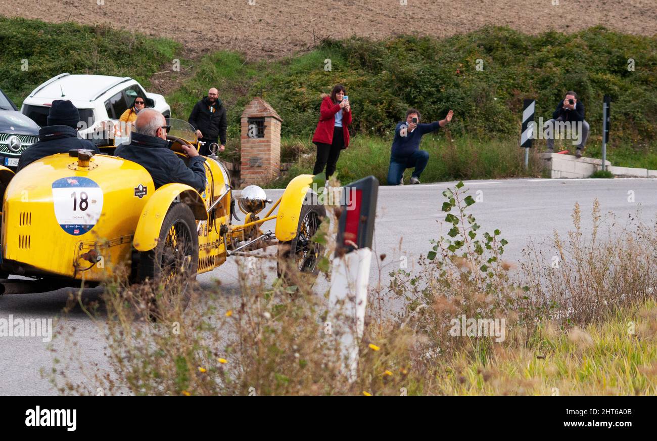 BUGATTI T 35 on an old racing car in rally Mille Miglia, Italy Stock ...