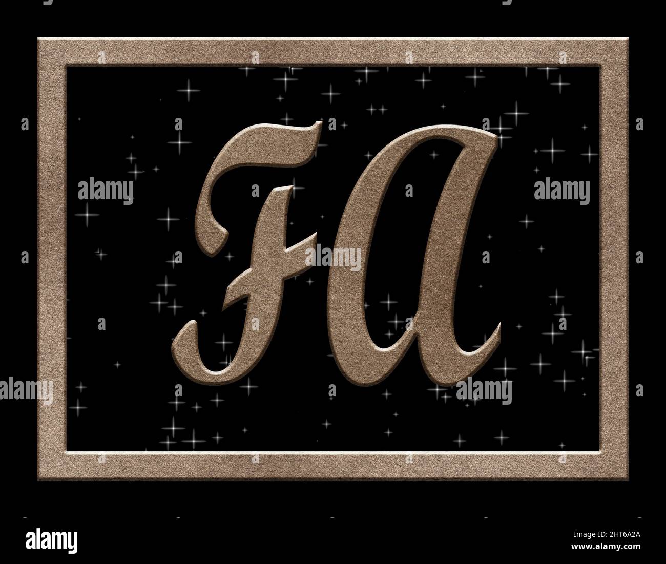 Signature with the two capital letters FA , crystal Stock Photo - Alamy